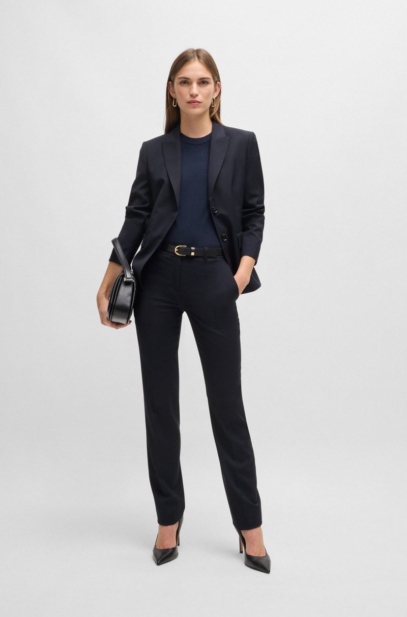 Hugo Boss Pantalones Regular Fit En Lana Virgen Italiana