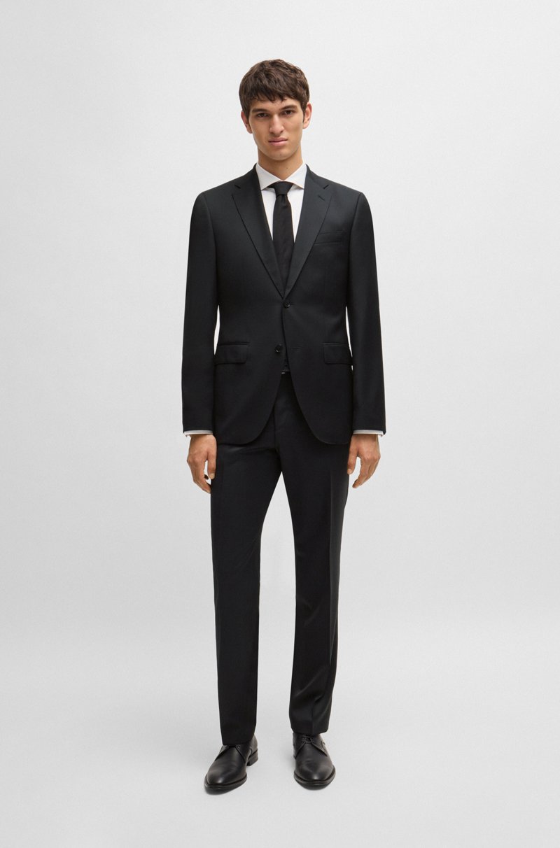 Hugo Boss Pantalones Regular Fit En Sarga De Lana Virgen