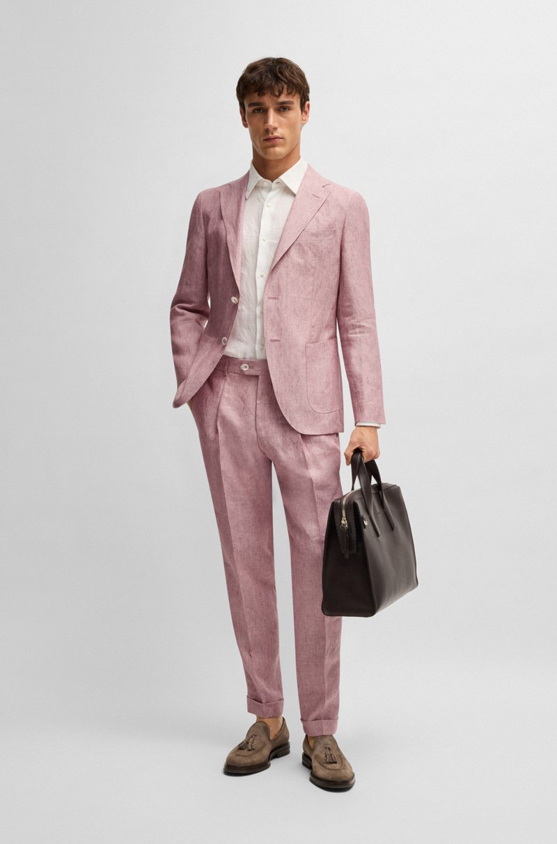 Hugo Boss Pantalones Regular Fit Estampados De Lino