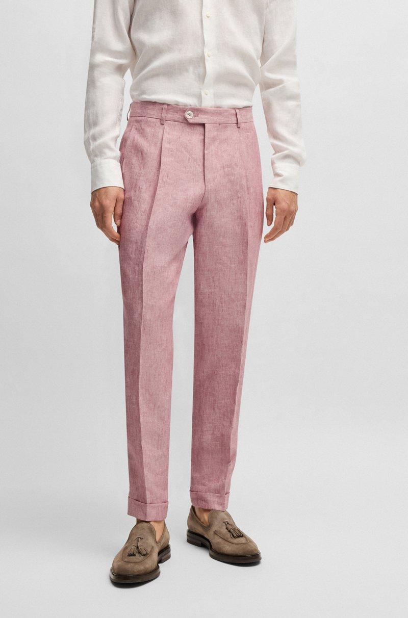 Hugo Boss Pantalones regular fit estampados de lino