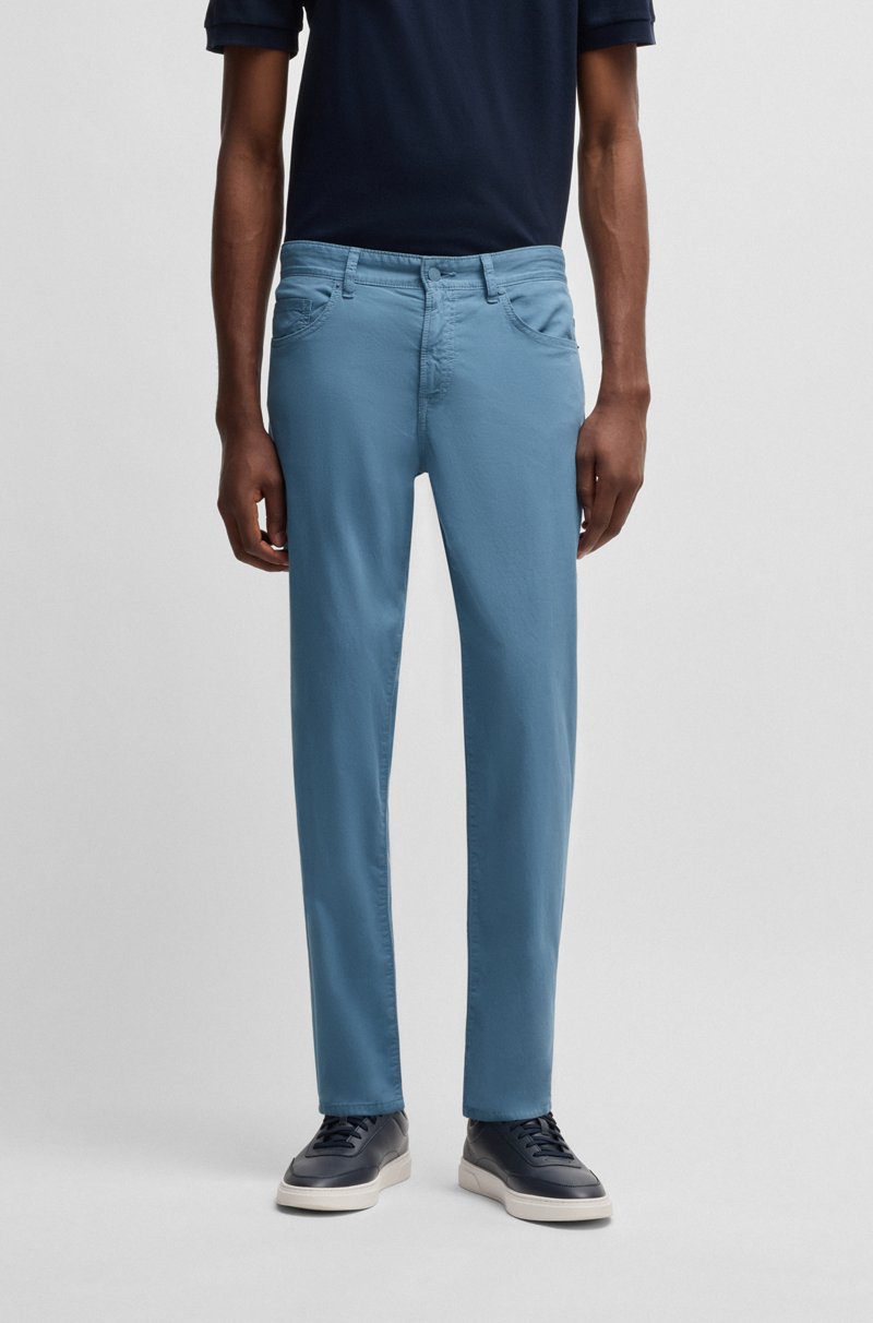 Hugo Boss Pantalones regular fit Maine de sarga de algodón elástico