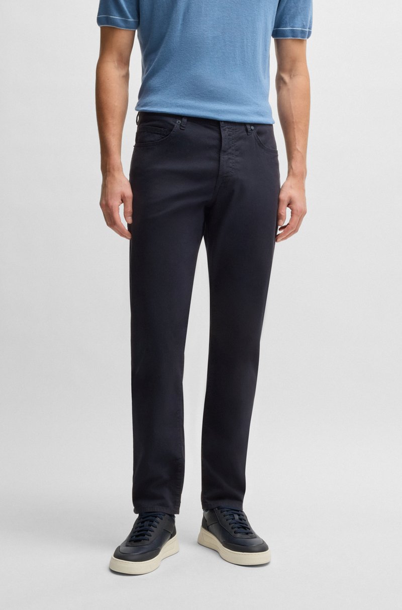 Hugo Boss Pantalones regular fit Maine de sarga de algodón elástico