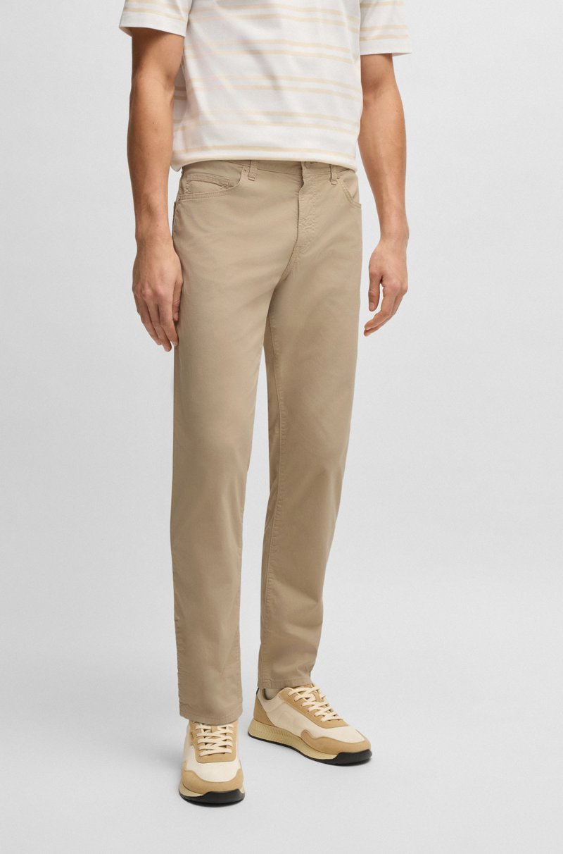 Hugo Boss Pantalones regular fit Maine de sarga de algodón elástico