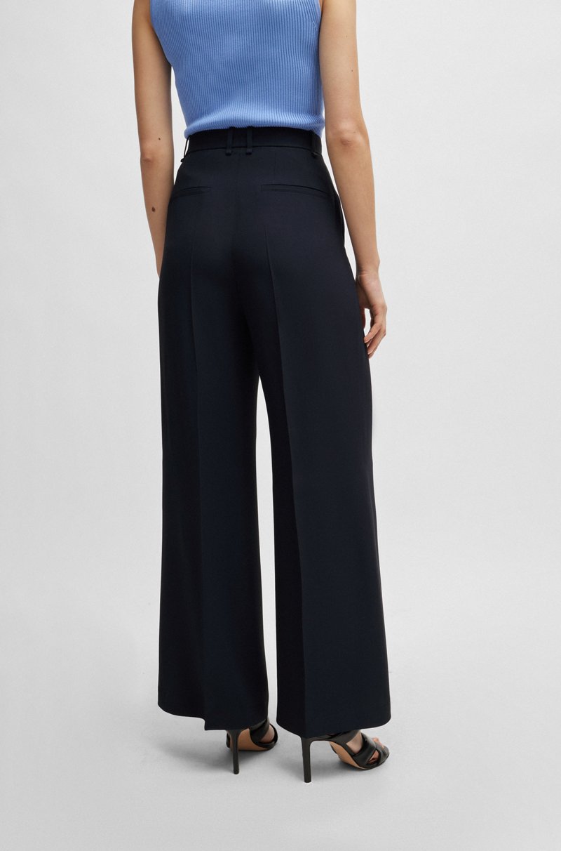 Hugo Boss Pantalones Relaxed Fit De Talle Alto Con Pernera Ancha