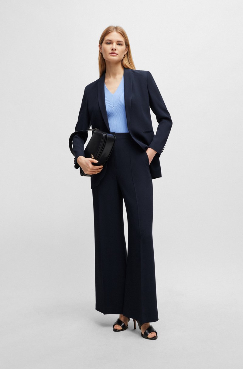 Hugo Boss Pantalones Relaxed Fit De Talle Alto Con Pernera Ancha