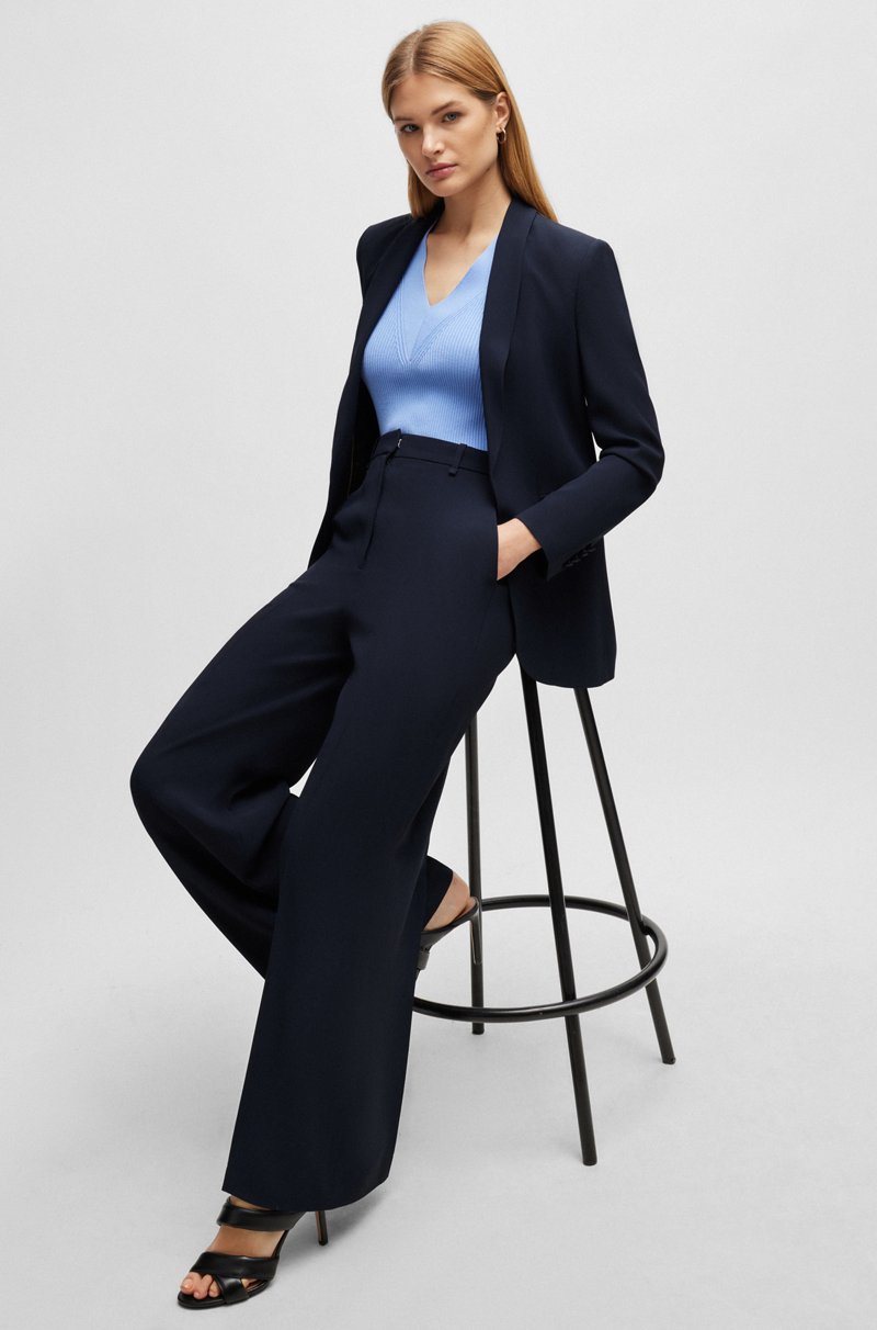 Hugo Boss Pantalones Relaxed Fit De Talle Alto Con Pernera Ancha