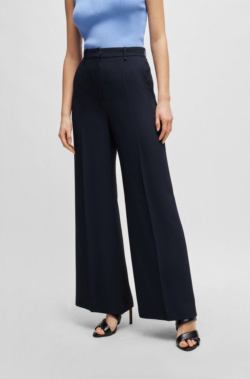 Hugo Boss Pantalones relaxed fit de talle alto con pernera ancha