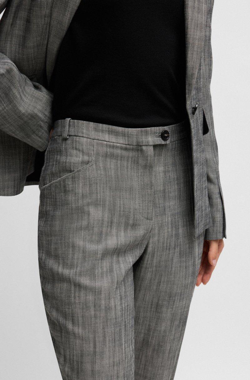 Hugo Boss Pantalones Relaxed Fit De Tejido Sharkskin Elástico Jaspeado