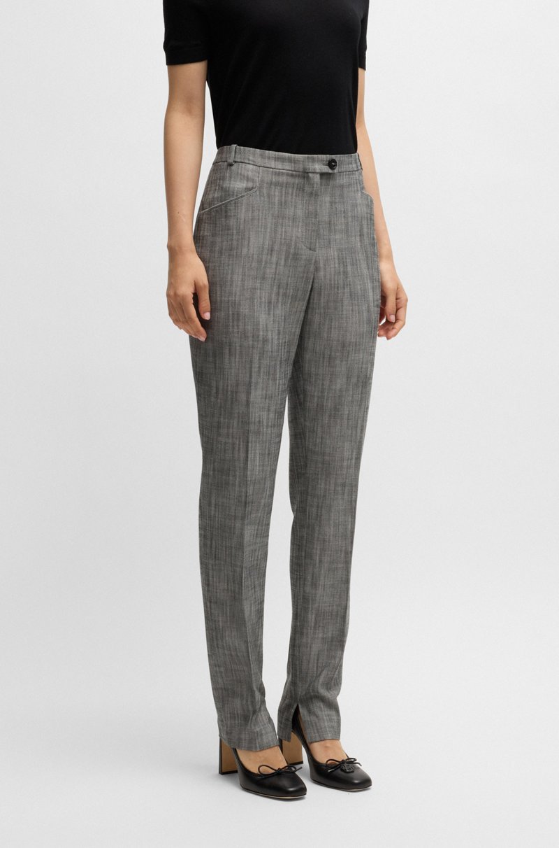 Hugo Boss Pantalones relaxed fit de tejido sharkskin elástico jaspeado