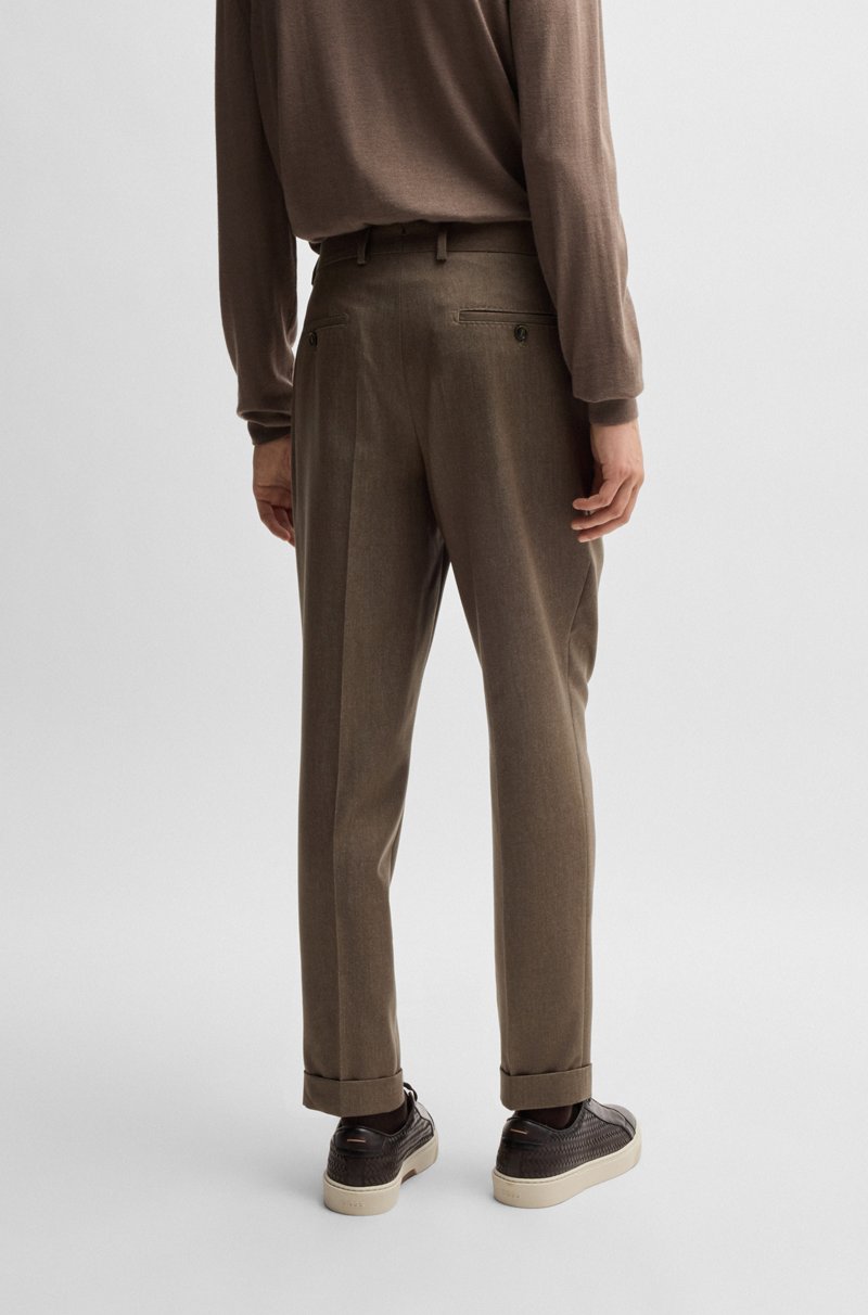 Hugo Boss Pantalones Relaxed Fit En Lana Virgen Estampada