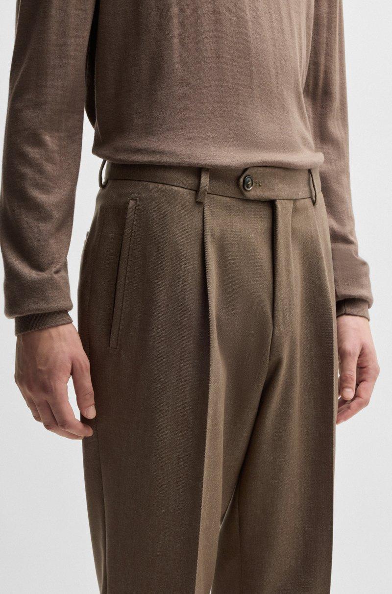Hugo Boss Pantalones Relaxed Fit En Lana Virgen Estampada