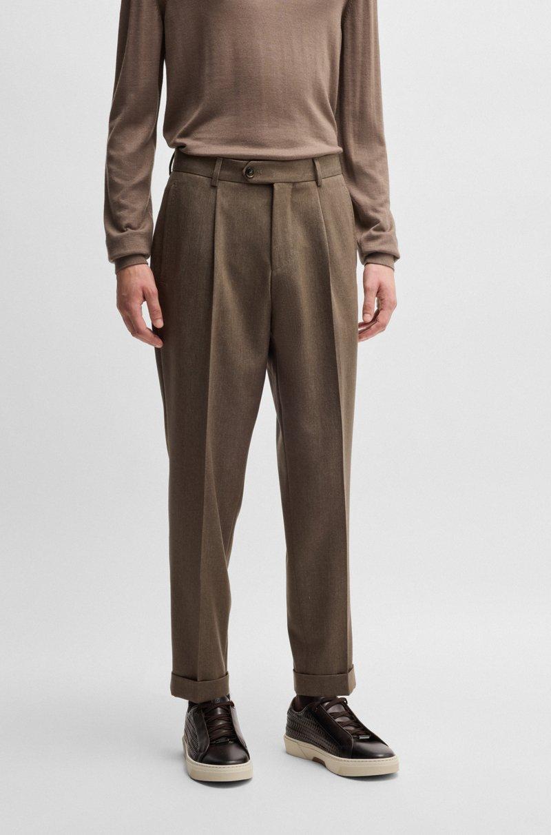 Hugo Boss Pantalones relaxed fit en lana virgen estampada