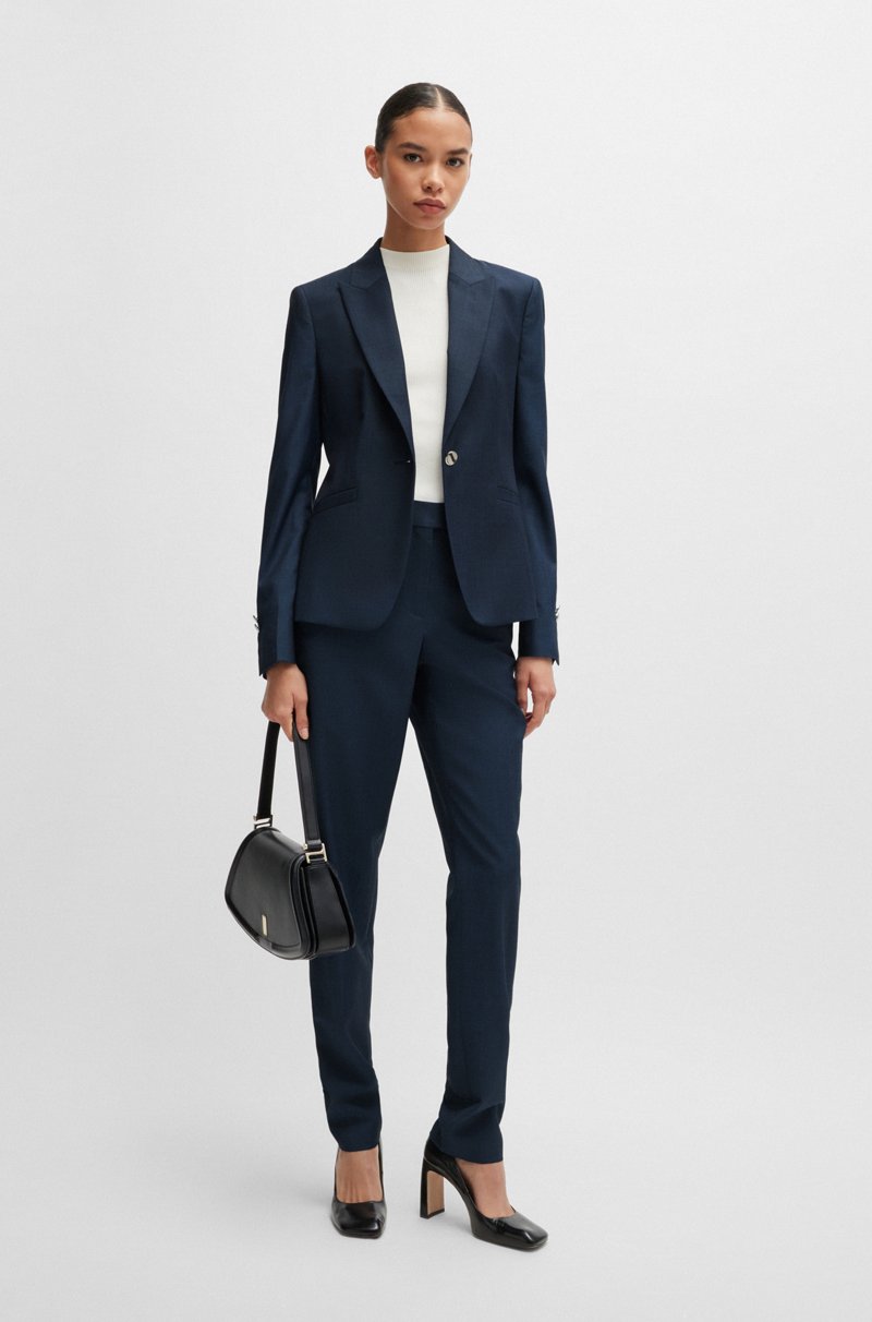 Hugo Boss Pantalones Relaxed Fit En Sarga De Lana Virgen Con Efecto Denim