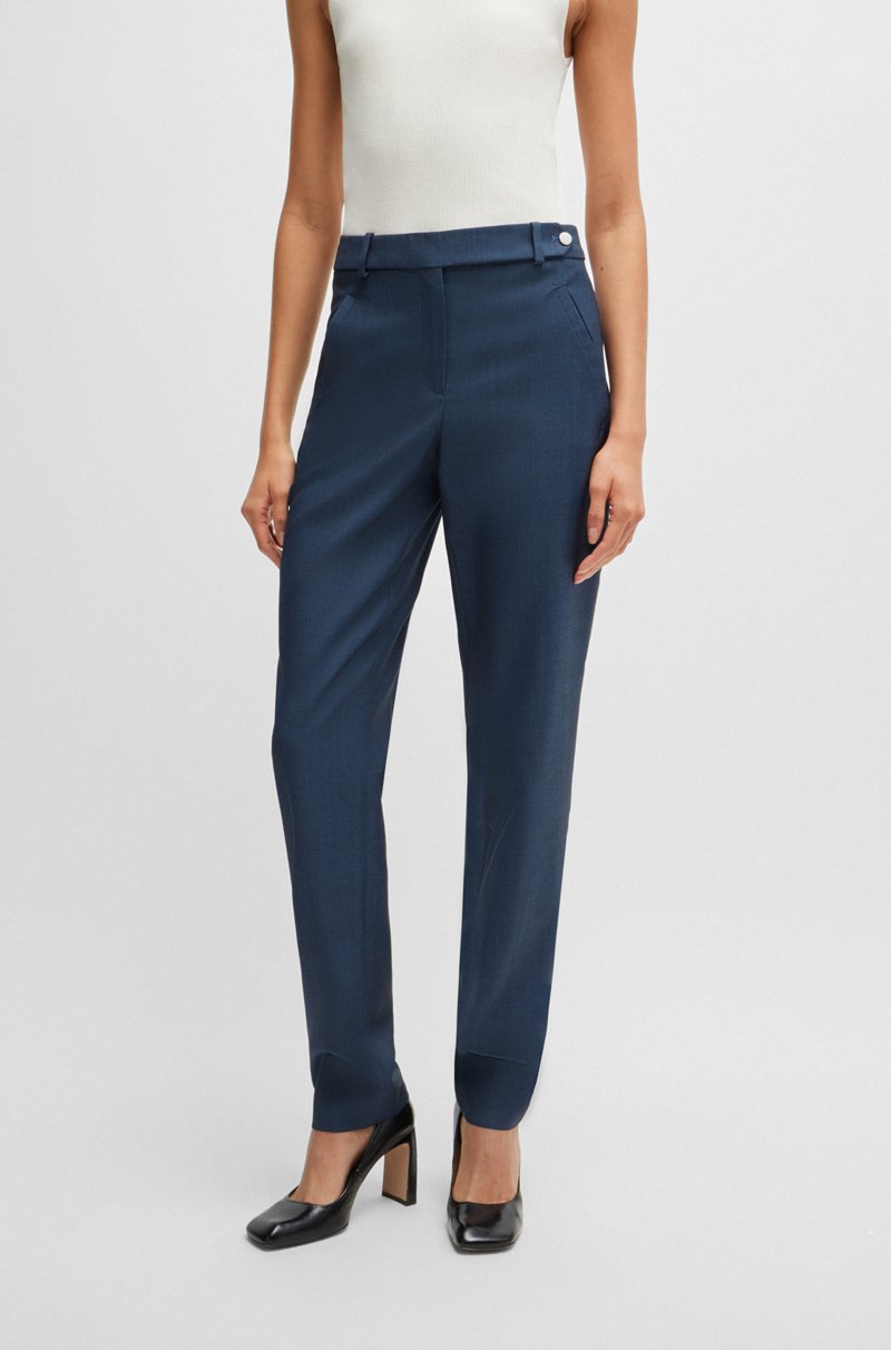 Hugo Boss Pantalones relaxed fit en sarga de lana virgen con efecto denim