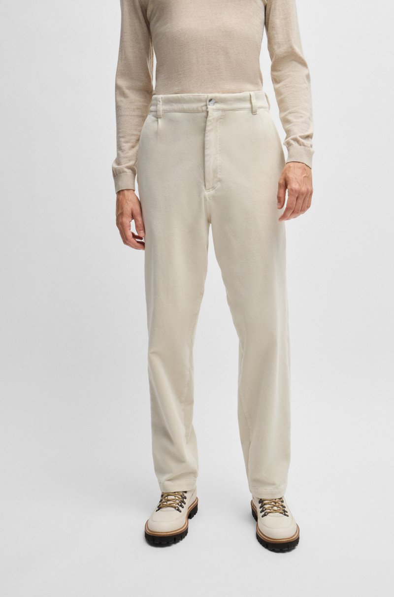 Hugo Boss Pantalones relaxed fit en terciopelo de algodón elástico