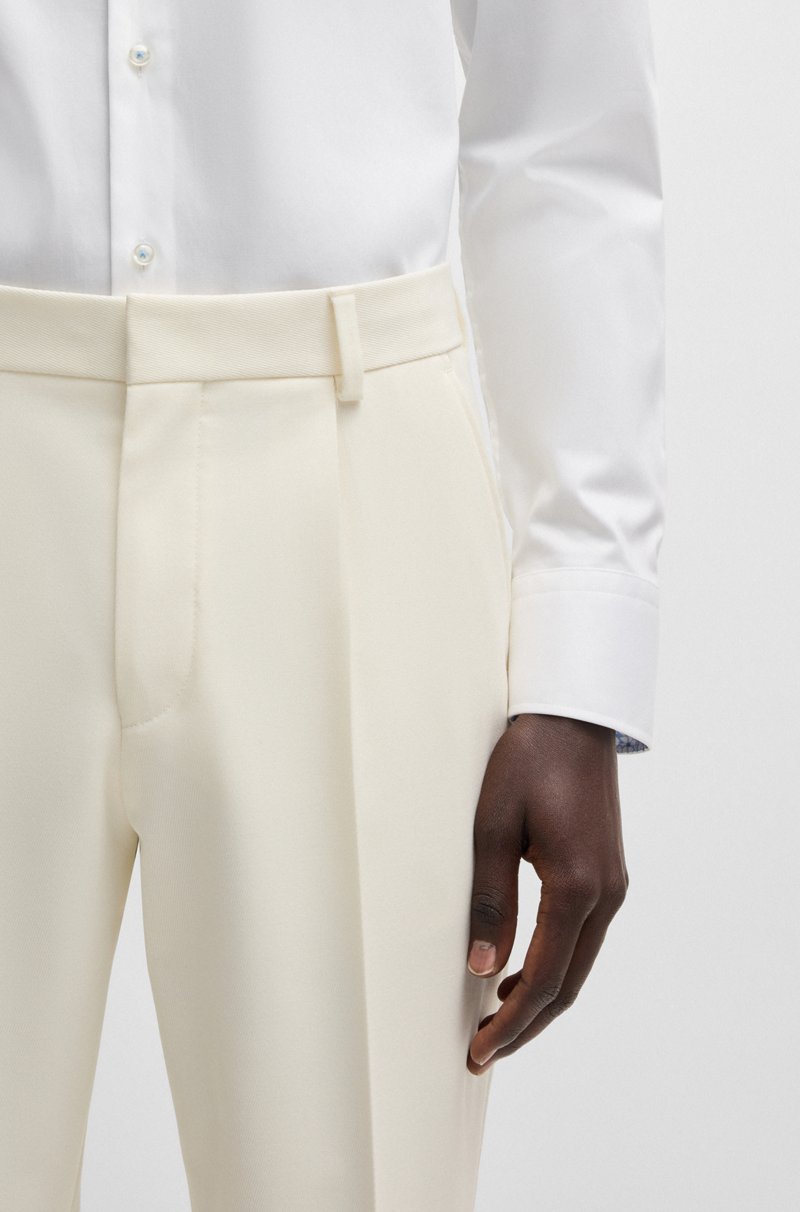 Hugo Boss Pantalones Relaxed Fit Lavables En Sarga Elástica Con Lana