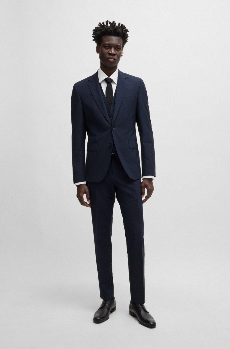 Hugo Boss Pantalones Slim Fit De Lana Virgen Elástica