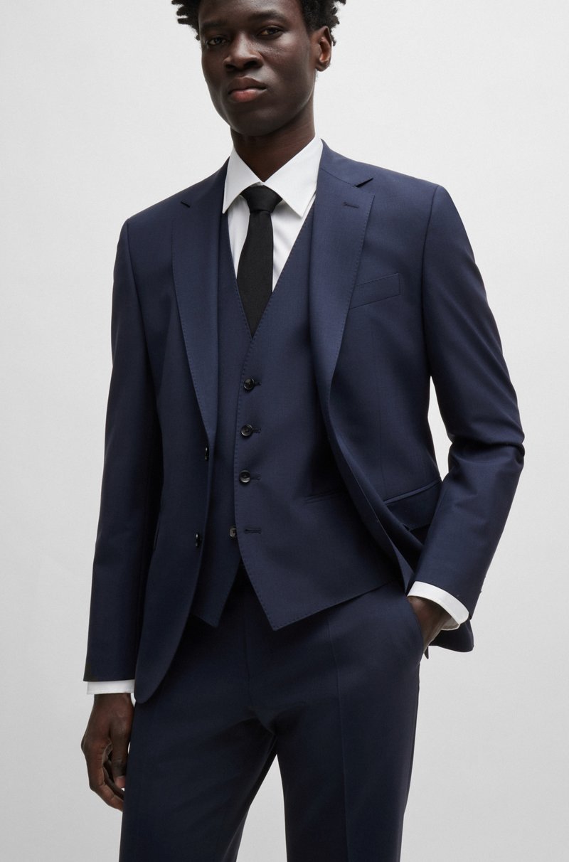 Hugo Boss Pantalones Slim Fit De Lana Virgen Elástica