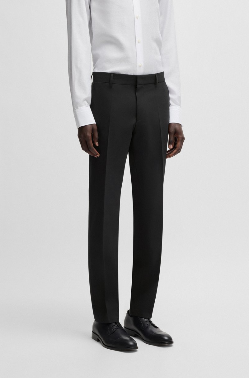 Hugo Boss Pantalones slim fit de lana virgen elástica