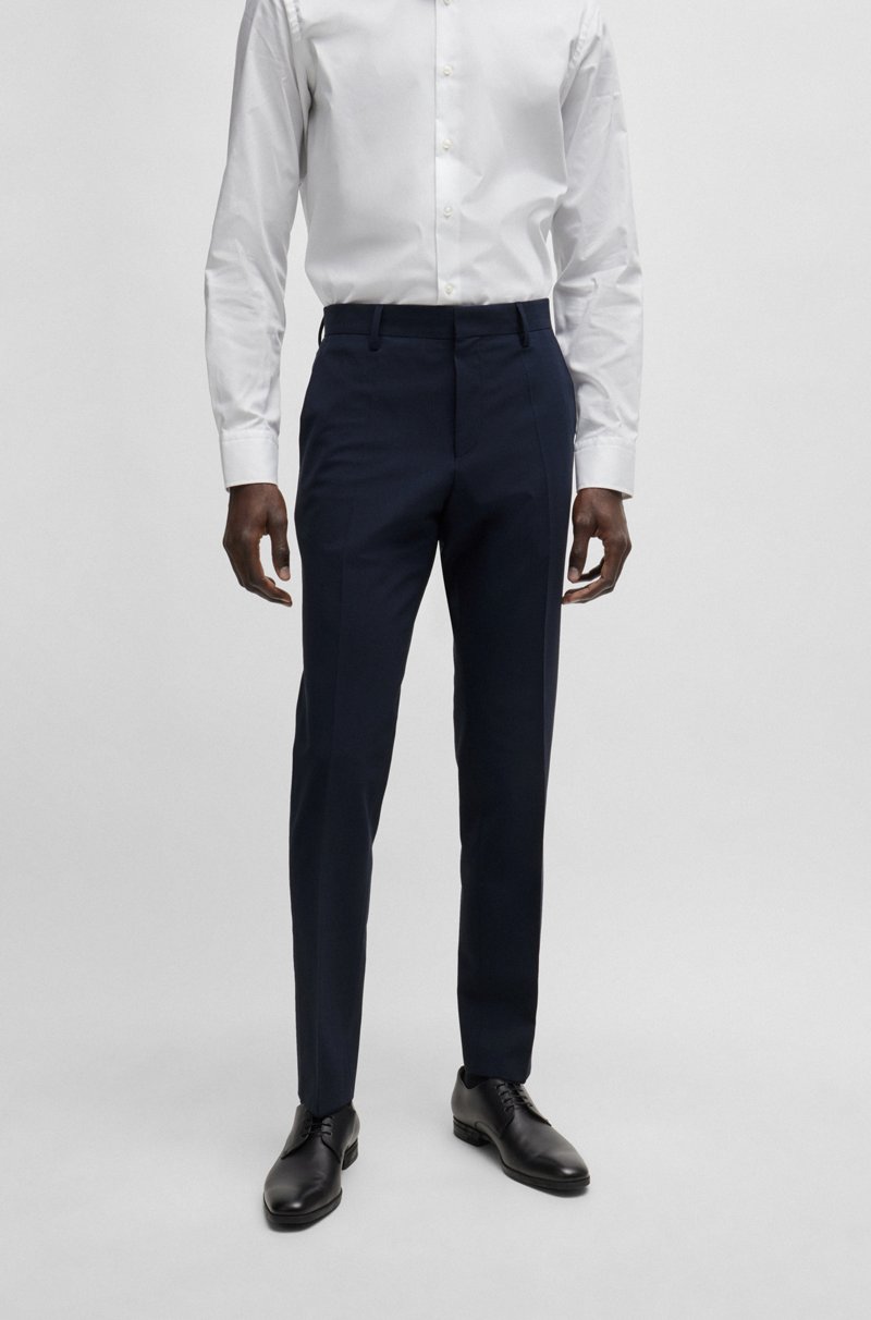 Hugo Boss Pantalones slim fit de lana virgen elástica