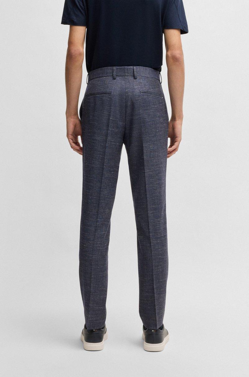 Hugo Boss Pantalones Slim Fit De Mezcla De Lana Con Dibujo