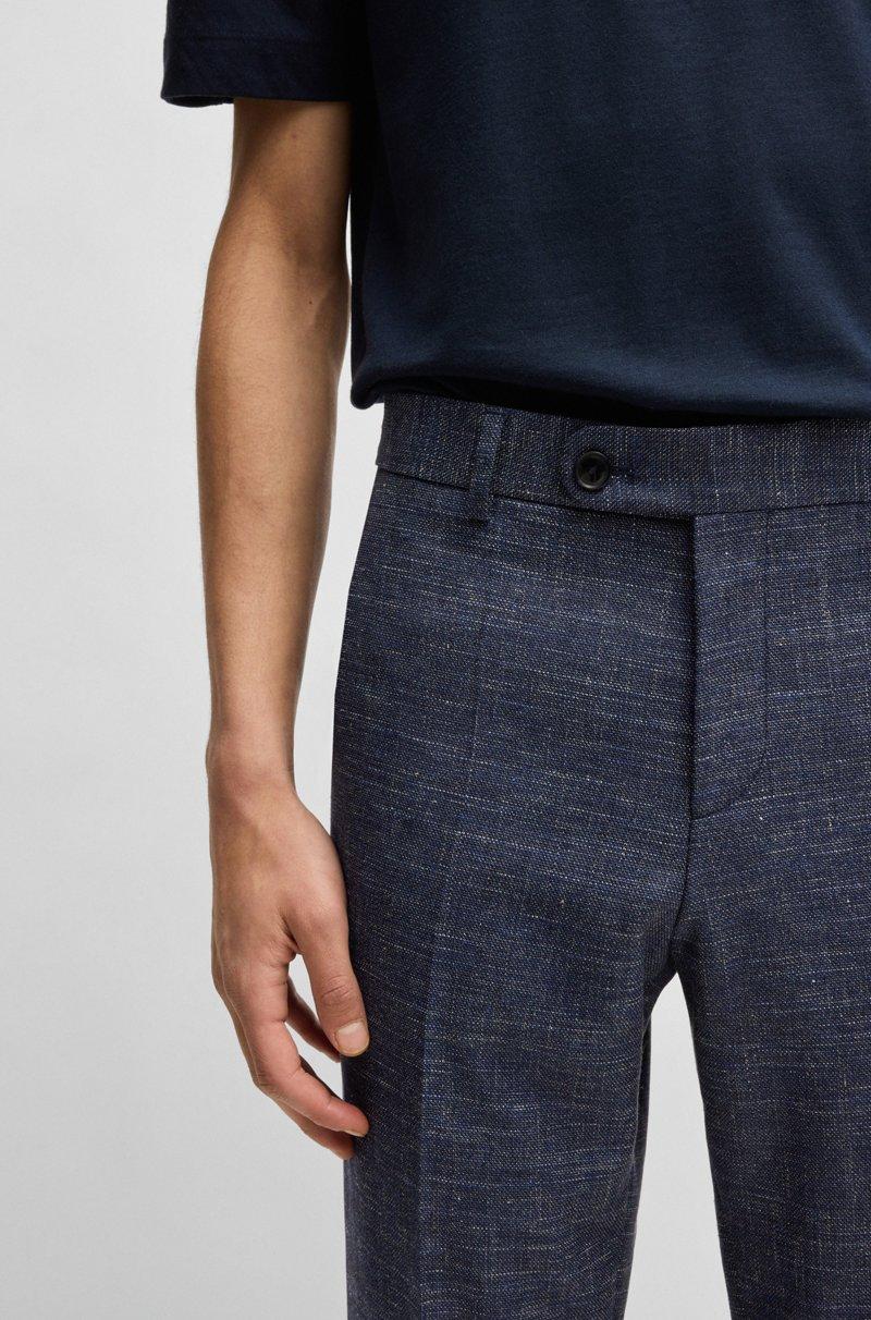 Hugo Boss Pantalones Slim Fit De Mezcla De Lana Con Dibujo