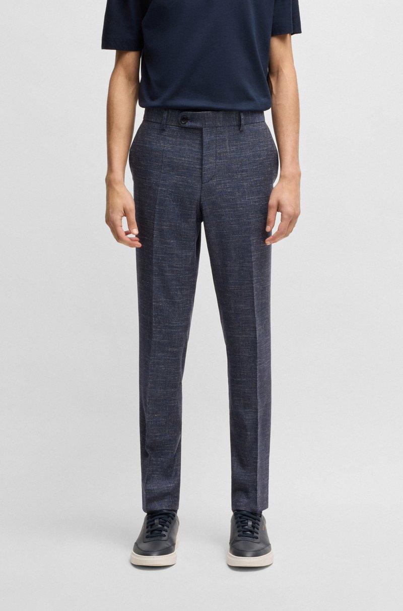 Hugo Boss Pantalones slim fit de mezcla de lana con dibujo