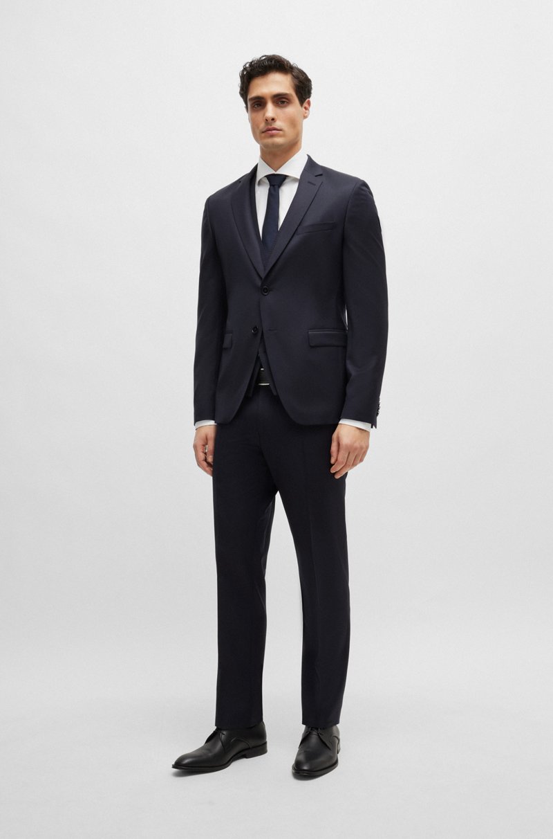Hugo Boss Pantalones Slim Fit De Sarga De Lana Virgen