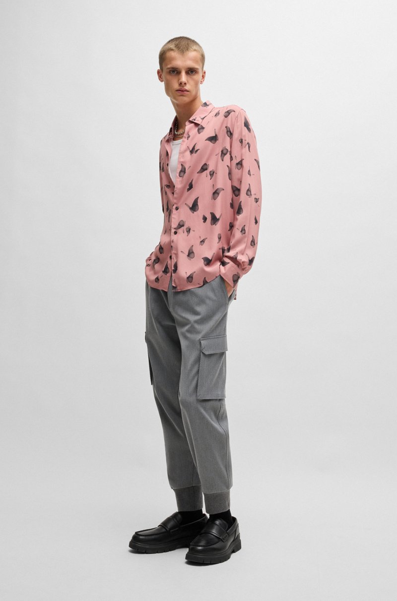 Hugo Boss Pantalones Slim Fit De Tejido De Gabardina Elástico