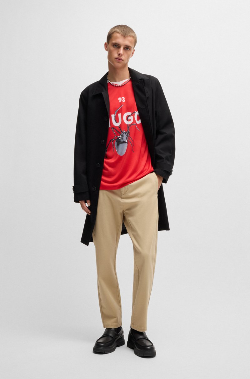 Hugo Boss Pantalones Slim Fit De Tiro Medio En Sarga De Algodón