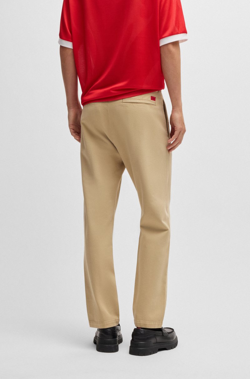 Hugo Boss Pantalones Slim Fit De Tiro Medio En Sarga De Algodón