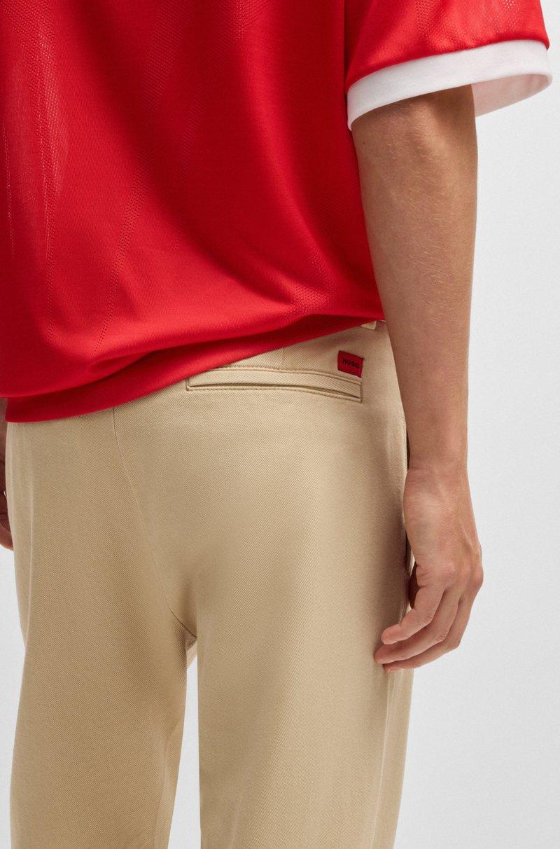 Hugo Boss Pantalones Slim Fit De Tiro Medio En Sarga De Algodón