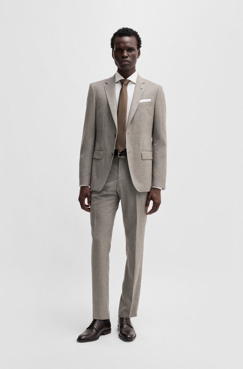Hugo Boss Pantalones Slim Fit En Lana Elástica Con Microestampado