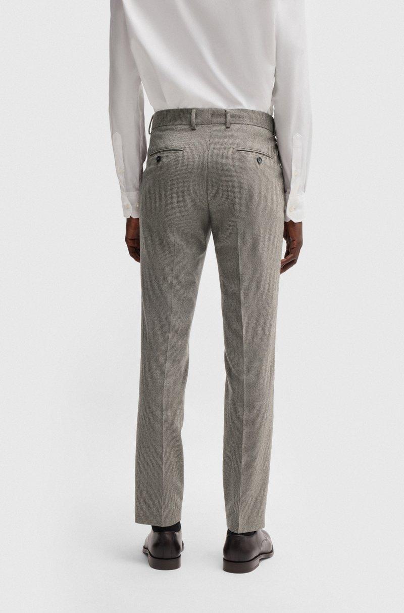 Hugo Boss Pantalones Slim Fit En Lana Elástica Con Microestampado