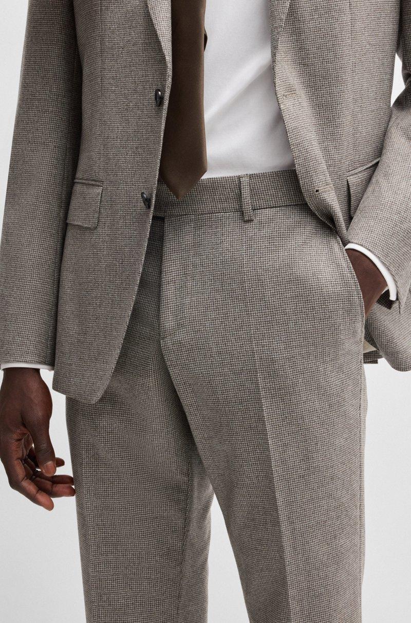 Hugo Boss Pantalones Slim Fit En Lana Elástica Con Microestampado