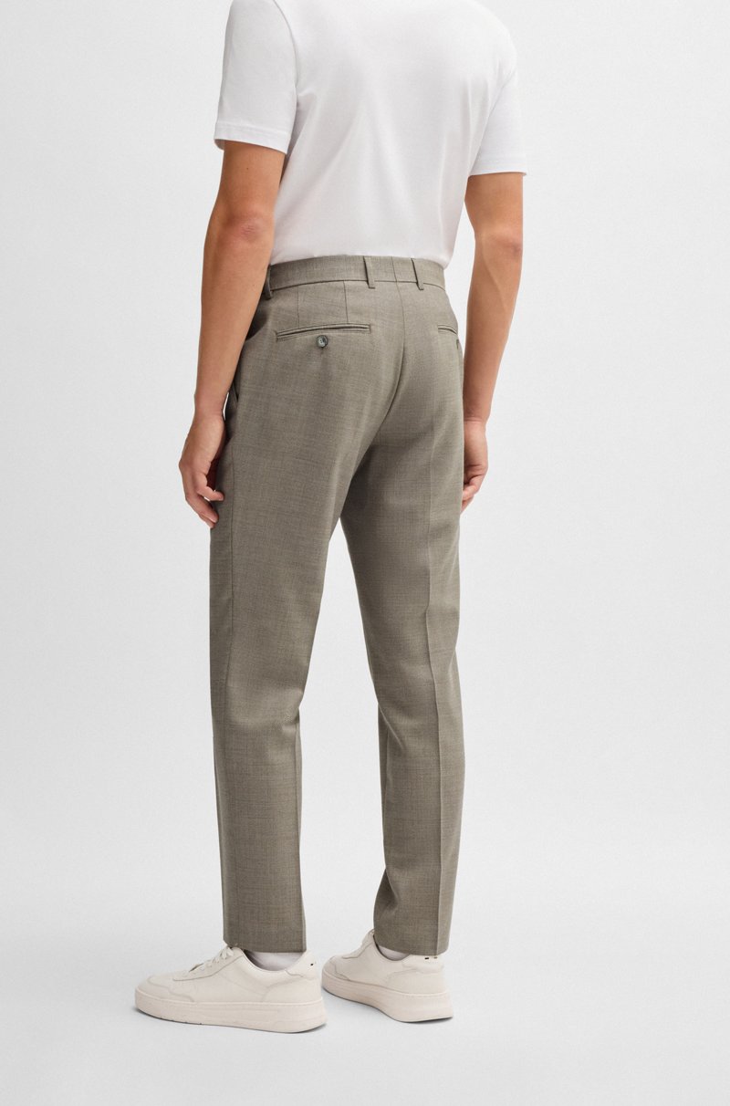 Hugo Boss Pantalones Slim Fit En Lana Virgen Con Microestampado