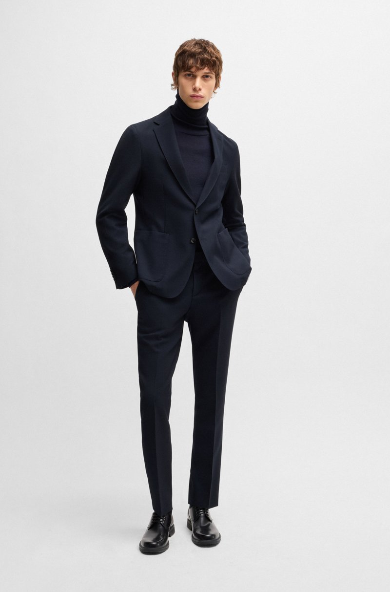 Hugo Boss Pantalones Slim Fit En Piqué Elástico Con Microdibujo