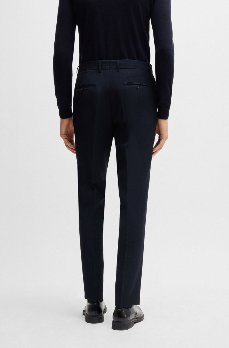 Hugo Boss Pantalones Slim Fit En Piqué Elástico Con Microdibujo