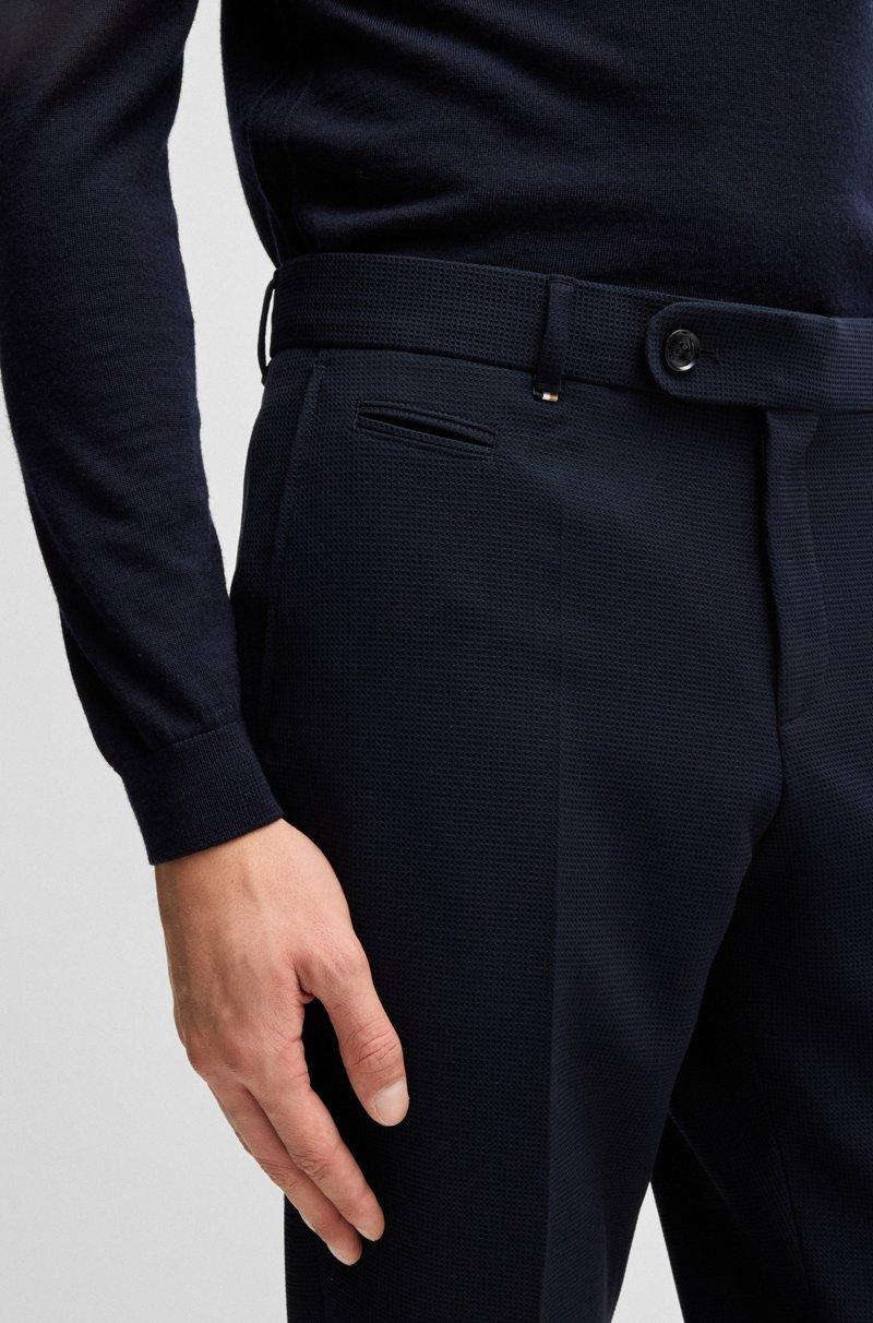 Hugo Boss Pantalones Slim Fit En Piqué Elástico Con Microdibujo