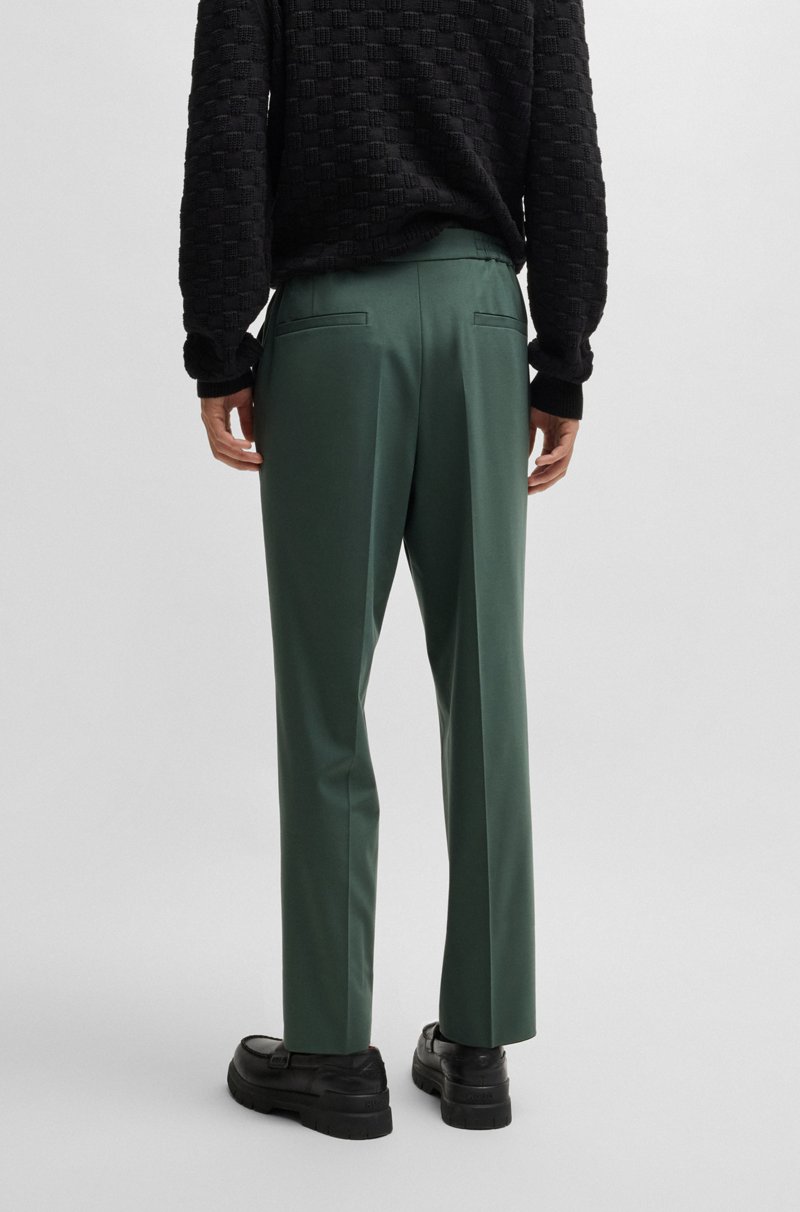 Hugo Boss Pantalones Slim Fit En Popelín De Mezcla De Lana