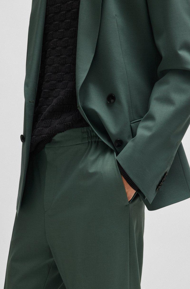 Hugo Boss Pantalones Slim Fit En Popelín De Mezcla De Lana