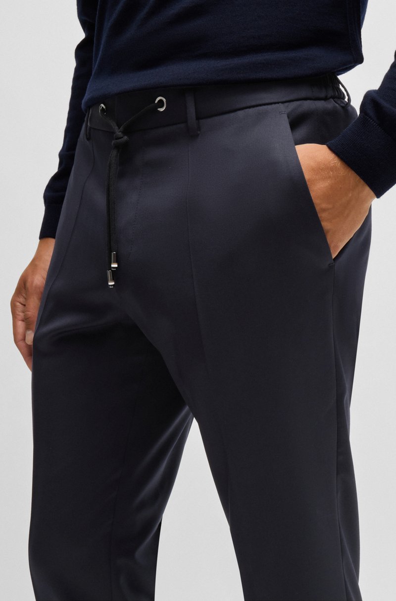 Hugo Boss Pantalones Slim Fit En Sarga De Lana Virgen