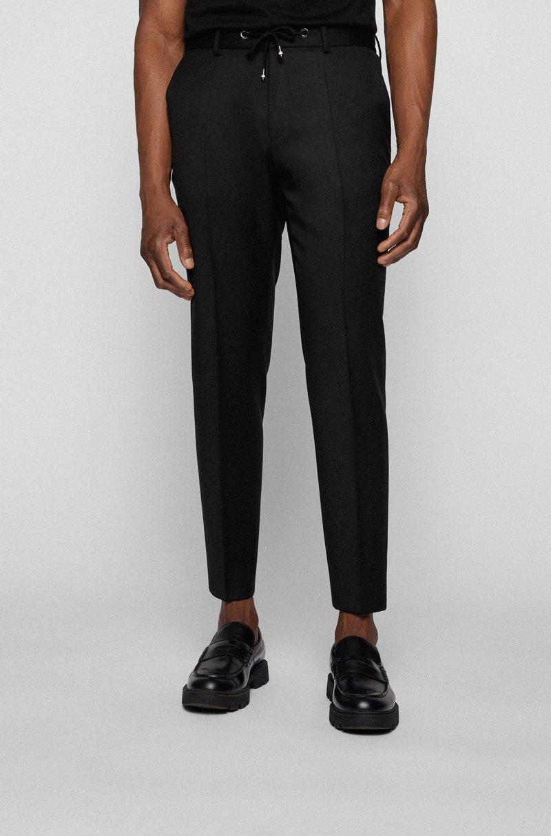 Hugo Boss Pantalones slim fit en sarga de lana virgen