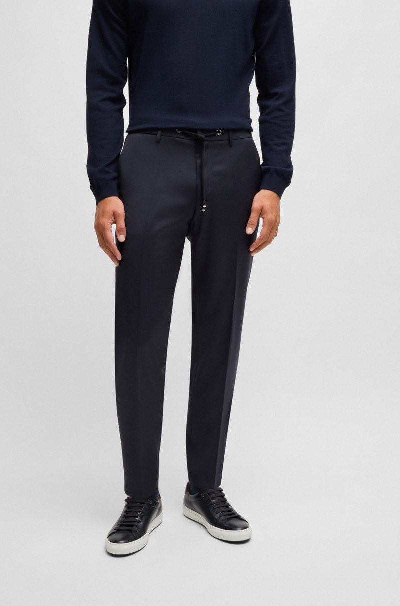 Hugo Boss Pantalones slim fit en sarga de lana virgen