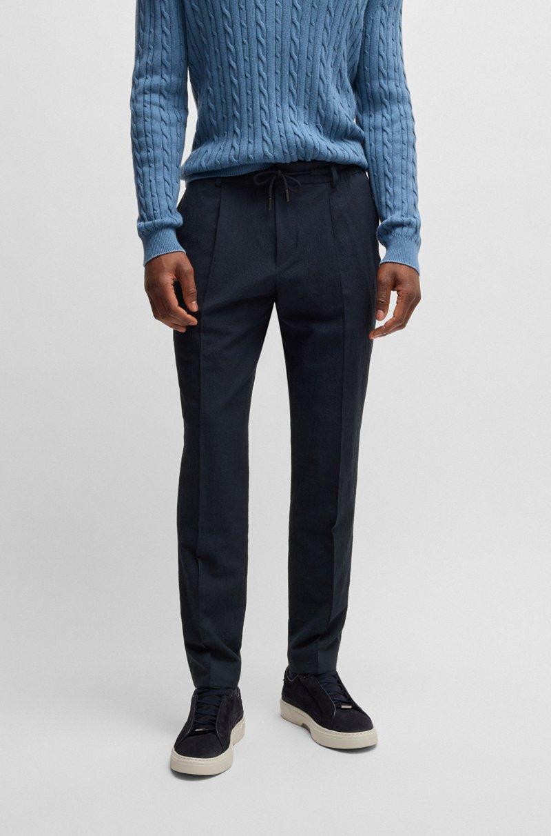 Hugo Boss Pantalones slim fit en sirsaca con lana virgen