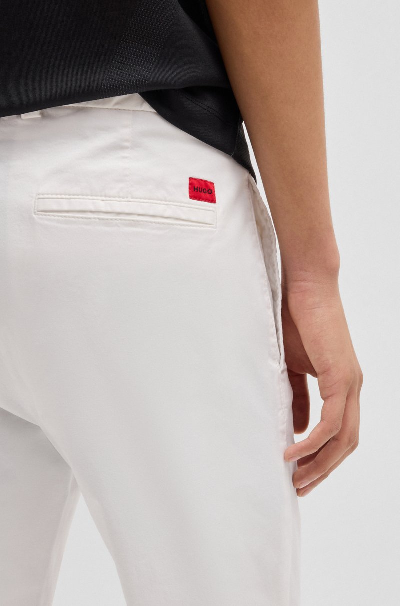 Hugo Boss Pantalones Slim Fit En Tejido De Gabardina De Algodón Elástico