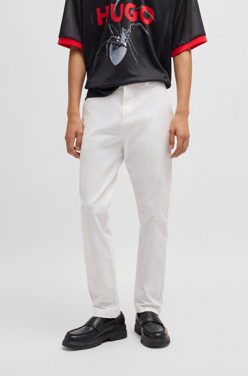 Hugo Boss Pantalones slim fit en tejido de gabardina de algodón elástico