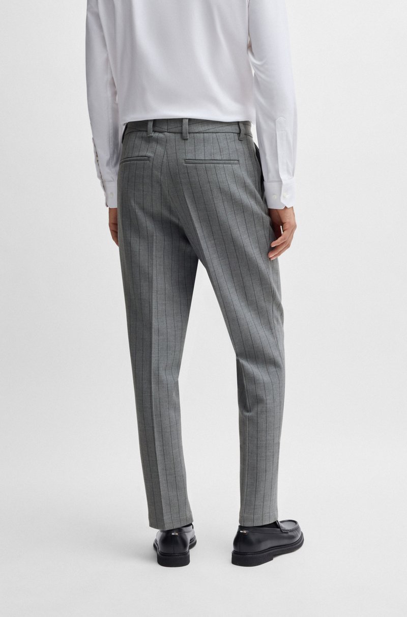 Hugo Boss Pantalones Slim Fit En Tejido Elástico Con Raya Diplomática