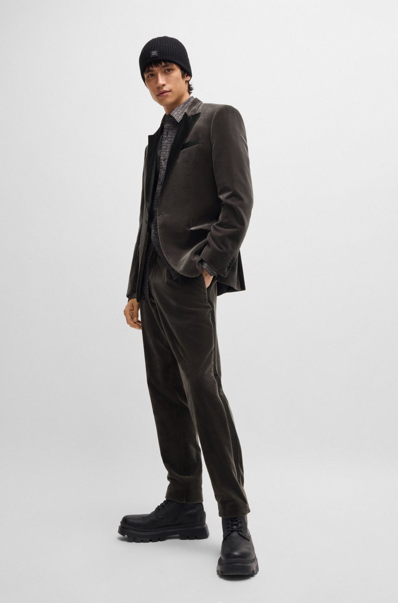 Hugo Boss Pantalones Slim Fit En Terciopelo De Algodón