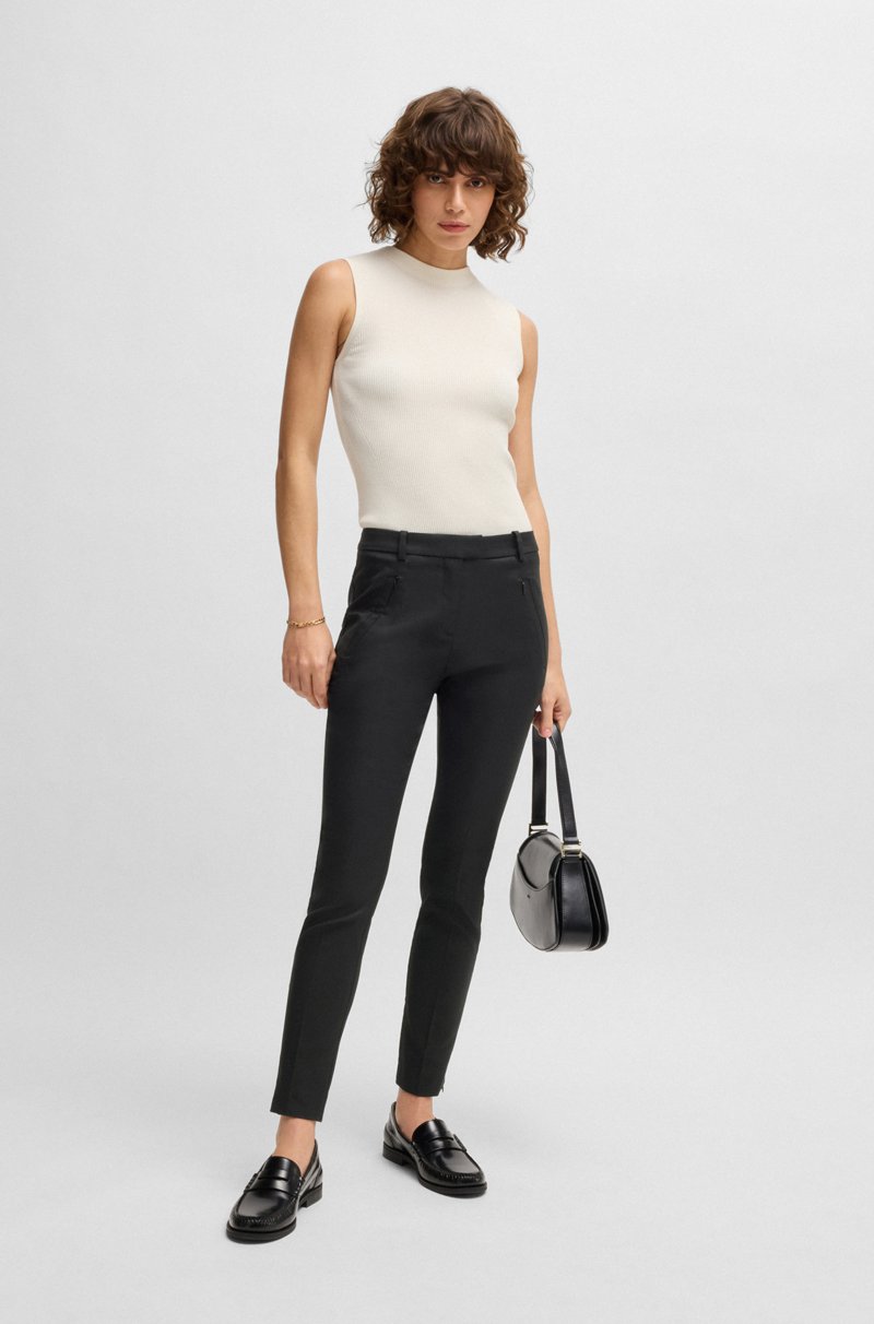 Hugo Boss Pantalones Slim Fit Tobilleros Con Cremallera En Los Bajos